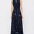 Electric blue georgette sleevless embroidered gown