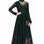 Emerald green georgette long sleeve embroidered gown