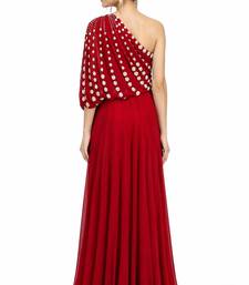 Red georgette sleevless embroidered gown