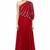 Red georgette sleevless embroidered gown
