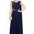 Navy blue georgette sleevless embroidered gown