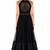 Black net cap sleeve embroidered gown