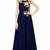 Navy blue georgette sleevless embroidered gown