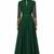 Emerald green georgette full sleeve embroidered gown