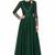 Emerald green georgette full sleeve embroidered gown