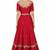 Red georgette short sleeve embroidered gown
