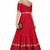 Red georgette short sleeve embroidered gown