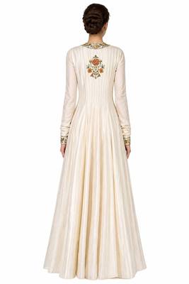 Off-white silk long sleeve embroidered gown 2