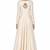 Off-white silk long sleeve embroidered gown