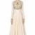 Off-white silk long sleeve embroidered gown