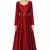 Maroon  silk full sleeve embroidered gown