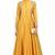 Mustard silk full sleeve embroidered gown
