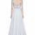 Powder blue georgette half sleeve embroidered gown