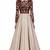 Beige silk full sleeve embroidered gown