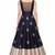Navy blue silk sleevless embroidered gown