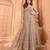 Beige embroidered net semi-stitched anarkali suit