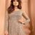 Beige embroidered net semi-stitched anarkali suit