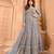 Blue embroidered net semi-stitched anarkali suit