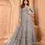 Blue embroidered net semi-stitched anarkali suit