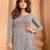 Blue embroidered net semi-stitched anarkali suit
