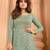 Green embroidered net semi-stitched anarkali suit