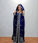 Royal Blue Silver Embroidered Moroccan Kaftan