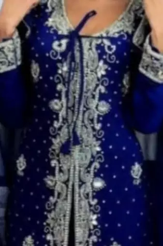 Royal Blue Silver Embroidered Moroccan Kaftan