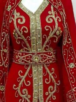 Red Gold Embroidered Moroccan Bridal Kaftan 2