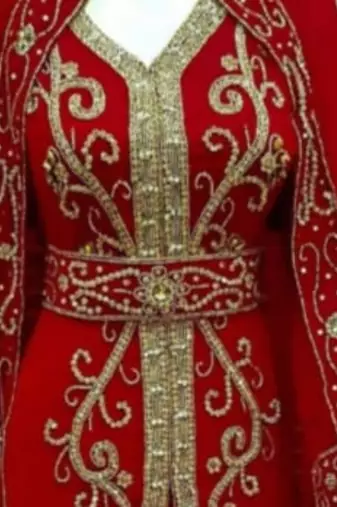 Red Gold Embroidered Moroccan Bridal Kaftan