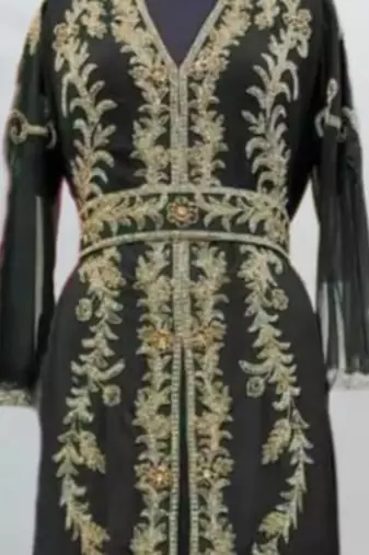 Black Gold Embroidered Moroccan Kaftan Gown