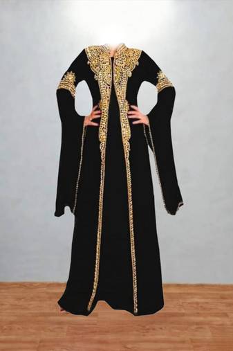 Black Gold Embellished Luxury Moroccan Kaftan