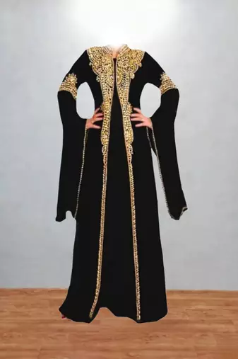 Black Gold Embellished Luxury Moroccan Kaftan