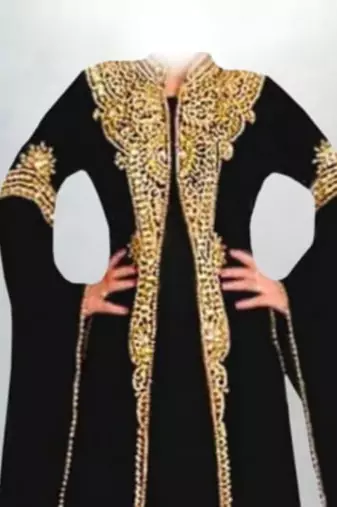 Black Gold Embellished Luxury Moroccan Kaftan