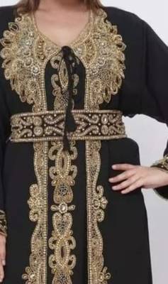 Black Gold Embroidered Elegant Moroccan Kaftan 2