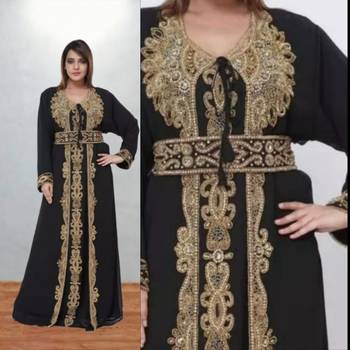 Black Gold Embroidered Elegant Moroccan Kaftan 3