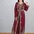 Maroon Embroidered Georgette Moroccan Kaftan with Hand-Beaded Belt