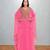Candy Pink Georgette Butterfly Kaftan with Intricate Gold Zari Yoke