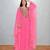 Candy Pink Georgette Butterfly Kaftan with Intricate Gold Zari Yoke