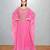 Rose Pink Georgette Farasha Kaftan with Antique Gold Vine Embroidery
