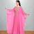 Rose Pink Georgette Farasha Kaftan with Antique Gold Vine Embroidery