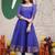 Blue embroidered with jaquard  kanchi cotton maxi kurti dupatta set