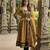 Mustard embroidered with jaquard  kanchi cotton maxi kurti dupatta set
