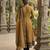 Mustard embroidered with jaquard  kanchi cotton maxi kurti dupatta set