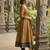 Mustard embroidered with jaquard  kanchi cotton maxi kurti dupatta set