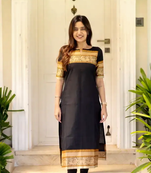 Black jaquard  kanchi cotton maxi kurti dupatta set