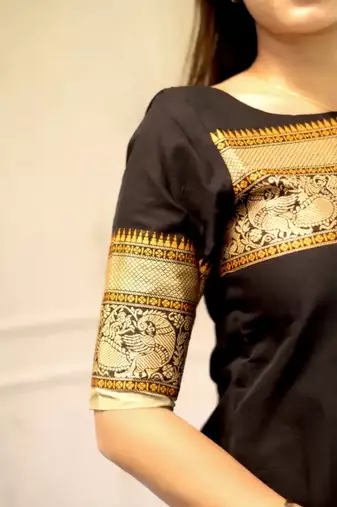 Black jaquard  kanchi cotton maxi kurti dupatta set
