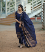 Black jaquard  kanchi cotton maxi kurti dupatta set