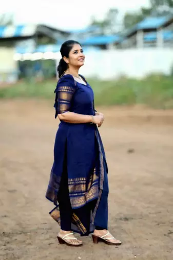 Black jaquard  kanchi cotton maxi kurti dupatta set