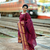 Maroon jaquard  kanchi cotton maxi kurti dupatta set