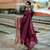 Maroon jaquard  kanchi cotton maxi kurti dupatta set